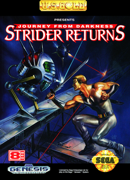 Strider Returns box art for Sega Genesis